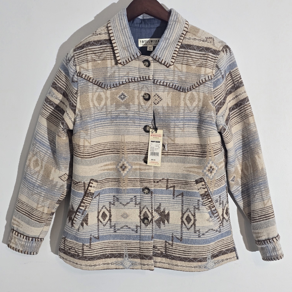 Idyllwind Women's Patterned Shacket - Cream and Blue